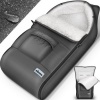 Afbeelding van KIDUKU Wintervoetenzak voor kinderwagen, wasbaar, grijs, 95x50 cm, met ritssluiting en tas