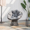 Afbeelding van Outsunny Papasan fauteuil met grijze rotan bekleding en 360 graden draaifunctie