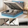 Afbeelding van HOMCOM Bedframe van Polyester en Metaal - 214L x 146,5B x 113H cm - Grijs