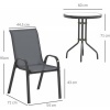 Afbeelding van Outsunny Bistronset voor buiten - Metaal, gehard glas - Ø60 x 71H cm - Donkergrijs