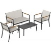 Afbeelding van Outsunny Tuinbankset - Metaal, Mesh-stof - 106L x 70,5B x 77H cm - Crèmewit