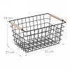 Afbeelding van Relaxdays draadmand met houten grepen, rechthoekig, zwart, 16x31x21 cm