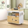 Afbeelding van HOMCOM Keukentrolley met werkblad, laden, soft-close deur en handgreep, 107x50x85cm, eiken