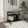 Afbeelding van HOMCOM console tafel - gehard glas - staal - spaanplaat - zwart