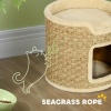 Afbeelding van PawHut Kratztonne 37 cm, kattenhuis met deur en 2 niveaus, sisal, voor katten tot 5 kg, khaki