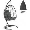 Afbeelding van Outsunny Rattan Hangstoel Zwart, Staal en PE-Rattan 102x102x195 cm