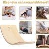 Afbeelding van COSTWAY Balanceerplank 90 x 30/40 cm, hout, tot 220 kg, met/zonder vilt voor kinderen en volwassenen
