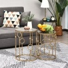 Afbeelding van HOMCOM Bijzettafel Set van Metaal en Gehard Glas 41x41x57 cm Goud