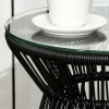 Afbeelding van Outsunny Ratten Bijzettafel van IJzer, PE-Rattan, Zwart Glas