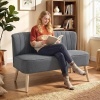 Afbeelding van HOMCOM 2-zits loveseat van linnen met dikke zitting en houten poten, grijs