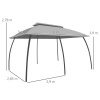 Afbeelding van Outsunny Tuinpaviljoen 3 x 6 m met Dubbel Dak en Vliegennetten, Donkergrijs