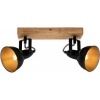 Afbeelding van BRILONER HOUT & STIJL - Draaibare Plafondlamp - 2-lichts E14 - Hout en Metaal - Zwart en Goud