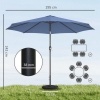 Afbeelding van Outsunny Tuinparasol Metaal, Polyester - Ø295 x 242H cm - Blauw