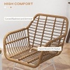 Afbeelding van HOMCOM Eetkamerstoelen van PE Rattan, Staal - 56L x 60B x 79H cm - Lichtbruin + Wit