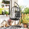 Afbeelding van Outsunny Rattan Hangstoel Zwart, Staal en PE-Rattan 102x102x195 cm
