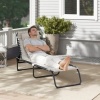 Afbeelding van Outsunny Ligstoel van staal, crème witte mesh stof