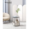Afbeelding van VASAGLE Bijzettafel Rond - 45 cm - met stoffen mand - opbergruimte - grijs/wit