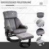 Afbeelding van HOMCOM massagefauteuil met kruk - fluweelachtig polyester, grijs, 76 x 80 x 102 cm