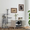 Afbeelding van PawHut Opvouwbaar Kattentoilet met Klapdeur en Dakraam, 52 x 41 x 38 cm, Grijs/Wit