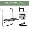 Afbeelding van Outsunny Balkonreling Tafel Metaal 60x60x57-72 cm Zwart