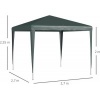 Afbeelding van Outsunny Donkergroene Feesttent van Staal, PE 270L x 270B x 255H cm