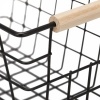 Afbeelding van Relaxdays draadmand met houten grepen, rechthoekig, zwart, 16x31x21 cm