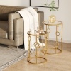 Afbeelding van HOMCOM Bijzettafel Set van Metaal en Gehard Glas 41x41x57 cm Goud