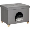 Afbeelding van PawHut 2-in-1 kattenhuis en poef met kussen, zacht en elegant ontwerp, grijs 60 x 45 x 44,5 cm