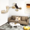 Afbeelding van PawHut 3-delig kattenklimwand set met krabplank, sprongplaten en speelbal, beige