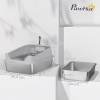 Afbeelding van Pawhut Kattenbak van RVS en Kunststof - 69,8L x 50,3B x 29,8H cm - Grijs