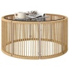 Afbeelding van Outsunny Rattan koffietafel - PE-rattan, gehard glas - Ø70 x 33H cm - Bruin