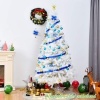 Afbeelding van COSTWAY 240 cm Kunstkerstboom - Witte Dennen met Metalen Standaard, Opvouwbaar voor Kerstdecoratie
