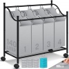 Afbeelding van KESSER® Wasmand op Wieltjes met 4 Uitneembare Vakken - Wassorteerder Waszak - Grijs