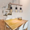 Afbeelding van Globo - hanglamp Mina - natuurlijk zwart - hout en metaal - grote eettafel lamp - E27