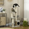 Afbeelding van PawHut Kratzboom 115,5 cm met kattenhuis, hangmat, speelbal en jute paal, lichtgrijs