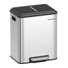 Afbeelding van SONGMICS Dubbele Vuilnisbak 2 x 30 L voor Recycling, Roestvrij Staal, Softclose, Wolkwit