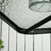 Afbeelding van Outsunny Tuin tafel van metaal, zwart gehard glas