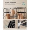 Afbeelding van Stoffen kledingkast met kledingstang en planken - Zwart - 45 x 189 x 180 cm