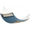Afbeelding van SONGMICS gewatteerde hangmat voor 2 personen met bamboe spreidstangen en kussen, blauw/beige