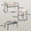 Afbeelding van Outsunny Tuinbankset - Metaal, Mesh-stof - 106L x 70,5B x 77H cm - Crèmewit