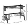 Afbeelding van HOMCOM Afwasrek van staal - 81,5L x 31,5B x 53,5H cm - Zwart