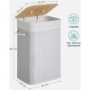 Afbeelding van Songmics Bamboe Wasmand 72L met Deksel en Handgrepen, Opvouwbare Katoenen Zak, Grijs