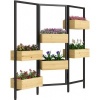Afbeelding van Outsunny Tuin Bloembed van Dennenhout, Staal - 116L x 20B x 112H cm - Natuurhout