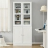 Afbeelding van HOMCOM Boekenrek MDF, Gehard Glas - 76L x 40B x 178,5H cm - Wit