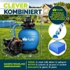 Afbeelding van Tillvex Zandfiltersysteem 13.200L/h tot 40.000L + 1200g Filterkogels - Zwembadfilter Blauw