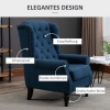 Afbeelding van HOMCOM Gecapitonneerde Wingback Stoel met Hoge Rug, Blauw, voor Woonkamer en Slaapkamer