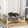 Afbeelding van Pawhut hondenbed met kussen, voor binnen en buiten, 72 x 40 x 25 cm, lichtgrijs dennenhout