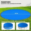 Afbeelding van Outsunny Rond Zwembadafdekking Ø 450 cm, Waterdicht met Veiligheidstouw, Blauw