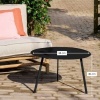 Afbeelding van Mica Decorations Seattle Bijzettafel voor Buiten - Rond - H30 x Ø38 cm - Zwart Metaal