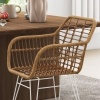 Afbeelding van HOMCOM Eetkamerstoelen van PE Rattan, Staal - 56L x 60B x 79H cm - Lichtbruin + Wit